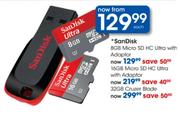 Sandisk 8GB Micro SD HC Ultra With Adaptor-Each