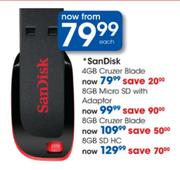 Sandisk 8GB Micro SD With Adaptor-Each