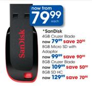 Sandisk 8GB SD HC-Each