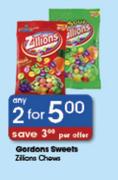 Gordons Sweets Zilions Chews-2's