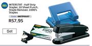 Interstat Half Strip Stapler, 10 Sheet Punch, Staple Remover, 1000's Staples (INSTP0107)