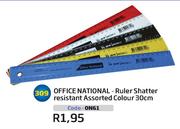 Office National - Ruler Shatter Resistant Assorted Colour (ON61)-30cm