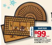 PnP Halfround Coir Rubber Mat-45x75cm Or PnP Rubber Coir Lollipop Or Cat Mat-45x75cm Each