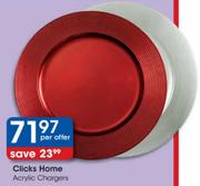 Clicks Home Acrylic Chargers