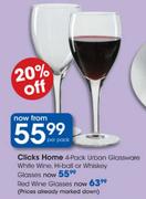 Clicks Home Urban Glassware White Wine, Hi-Ball Or Whiskey Glasses-Per Pack