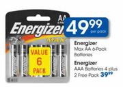 Energizer AAA Batteries 4 Plus 2 Free Pack
