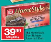 I&J Home Style Beef Burgers Assorted-570/600G