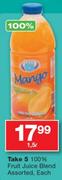 Take 5 100% Fruit Juice Blend Assorted- 1.5L 