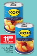 Koo Fruit Cocktail/Fruit Salad In Syrup-410g Each