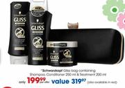 Schwarzkopf Gliss Bag Containing Shampoo, Conditioner-250ml & Treatment-200ml
