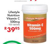 Lifestyle Nutrition Vitamin C 500mg-100 Tablets
