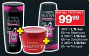 L'Oreal Elvive Shampoo-400ml & L'Oreal Elvive Conditioner-200ml & L'Oreal Elvive Masque-300ml