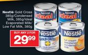 Nestle Gold Cross-385g/Condensed Milk-385g/Ideal Evaporated Milk/Low Fat Milk-380g- 2's