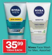 Nivea Face Wash For Men Assorted - 100ml Each