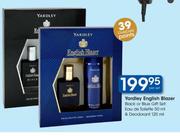 Yardley English Blazer Black Or Blue Gift Set Eau De Toilette-50ml & Deodorant-125ml
