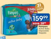 Pampers Active Baby Disposable Nappies-Per Pack