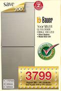 Bauer Silver Glass Door Fridge Freezer-300Ltr