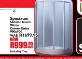 Spectrum Shower Door White Corner Entry 900x900-Each