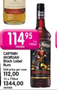 Captain Morgan Black Label Rum-12 x 750ml