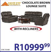 Ashley Chocolate Brown Lounge Suite with Recliners