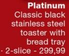 Platinum 2-Slice Classic Black Stainless Steel Toaster With Bread Tray