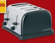 Platinum 2-Slice Classic Black Stainless Steel Toaster With Bread Tray