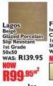 Lagos Beige Glazed Porcelain Slip Resistant Ist Grade 50x50-Per Sqm