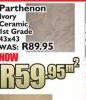 Parthenon Ivory Ceramic Ist Grade 43x43-Per Sqm 