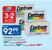 Centrum Complete From A To Zinc Tablets-30's