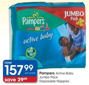 Pampers Active Baby Jumbo Pack Disposable Nappies