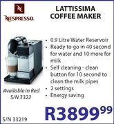 Nespresso Lattissima Coffee Maker-S/N33219