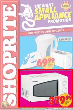 Shoprite Free State : The Giant Small Appliance Promotion (20 Aug - 2 Sep), page 1