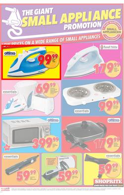 Shoprite Gauteng : The Giant Small Appliance Promotion (23 Aug - 2 Sep), page 1