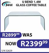 Jost U Bend 1.4M Glass Coffee Table
