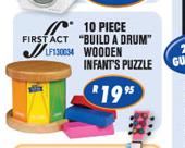 First Act 10 Piece "Build A Drum" Wooden Infants Puzzle