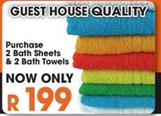 Guest House Quality 2 Bath Sheets & 2 Bath Towels