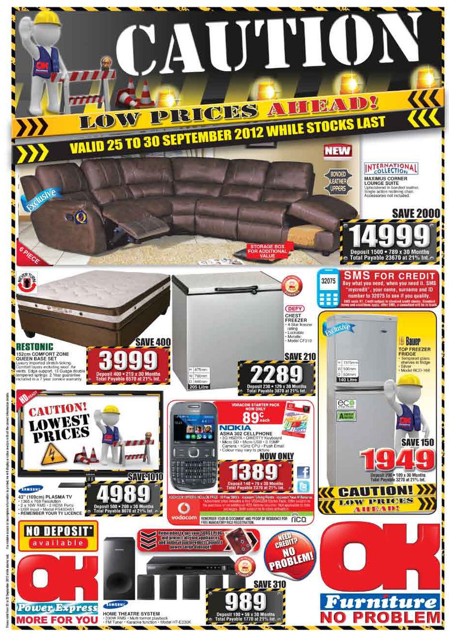 Ok Furniture Caution Low Prices Ahead 25 Sep 30 Sep Www
