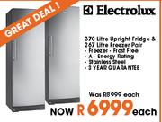 Electrolux 370Ltr Upright Fridge & 267 Ltr Freezer Pair-Each