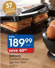 Special Safeway Sandwich Maker Stainless Steel GH201A Each m