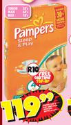 Pampers Sleep & Play Jumbo Pack Disposable Nappies Junior-58's/Maxi-68's/Midi-78's Per Pack