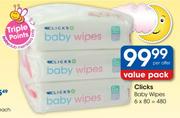 Clicks Baby Wipes-6x80=480's