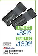 Verbatim 16GB Black Pin Stripe Flash Drive-2's