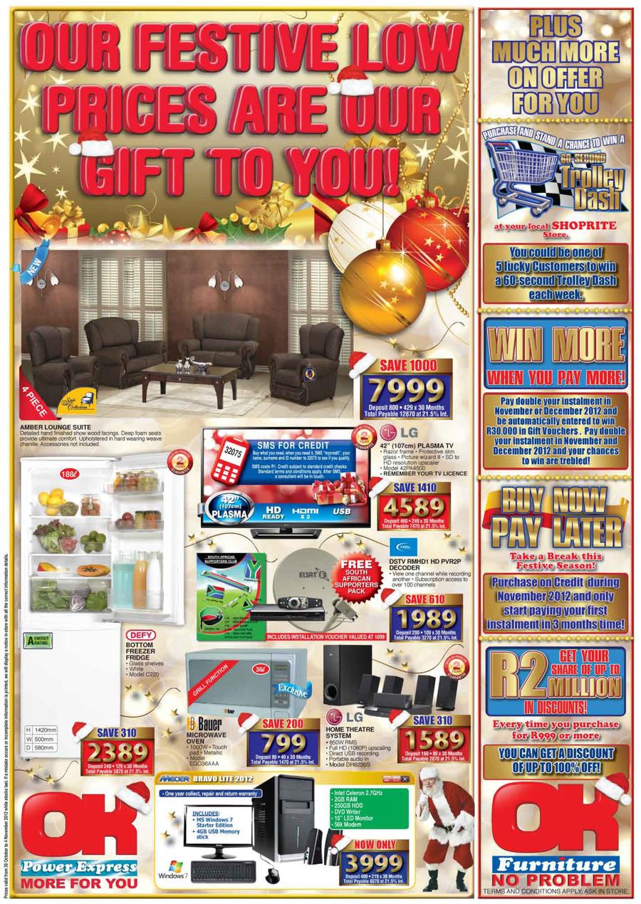 Ok Furniture Festive Low Prices 30 Oct 4 Nov Www Guzzle Co Za