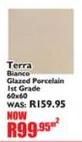 Terra Bianco Glazed Porcelain 1st Grade 60x60-Per Sqm