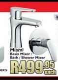 Miami Basin Mixer/Bath/Shower Mixer-Each