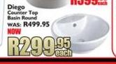Diego Counter Top Basin Round-Each