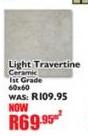 Light Travertine Ceramic 1st Grade 60x60-Per Sqm