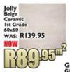 Jolly Beige Ceramic 1st Grade 60x60-Per Sqm