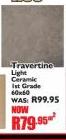Travertine Light Ceramic Ist Grade 60x60-Per Sqm