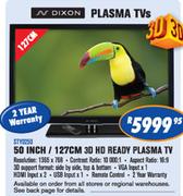 Dixon 50"/127cm 3D HD Ready Plasma TV